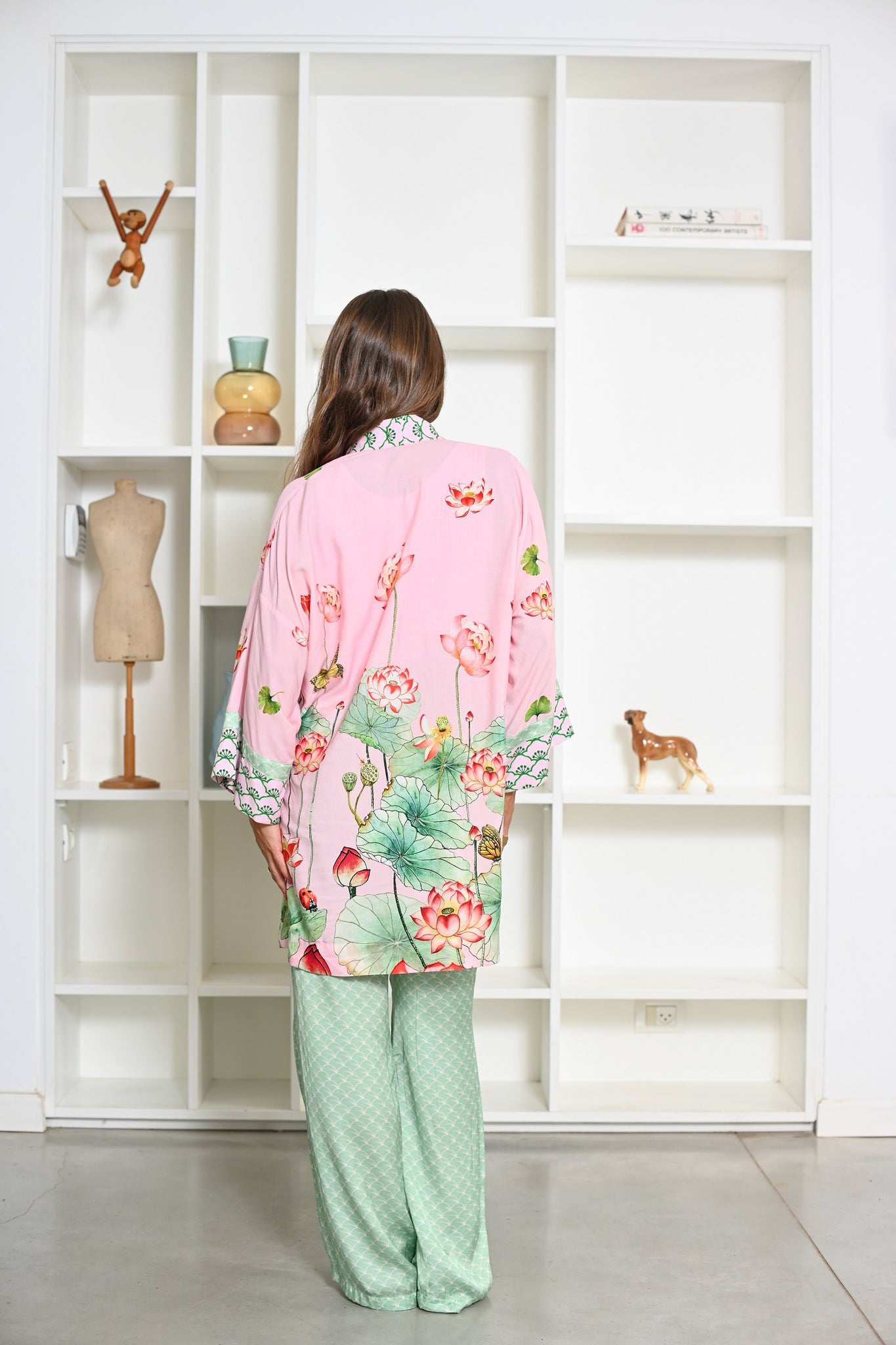 Cropped Kimono - Pink Lillies